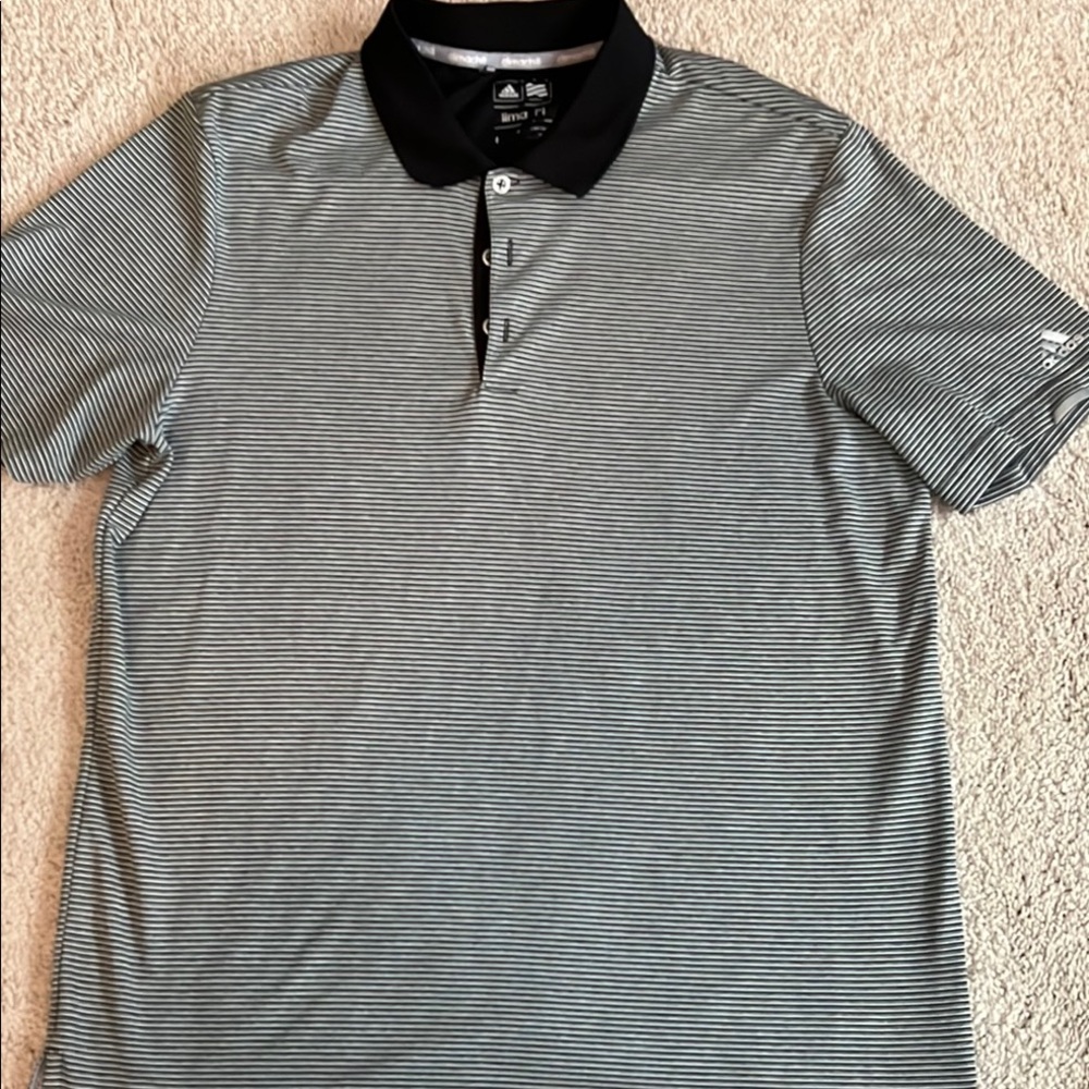 Adidas Climachill Black and White Polo Shirt Athletic Moisture-Wicking